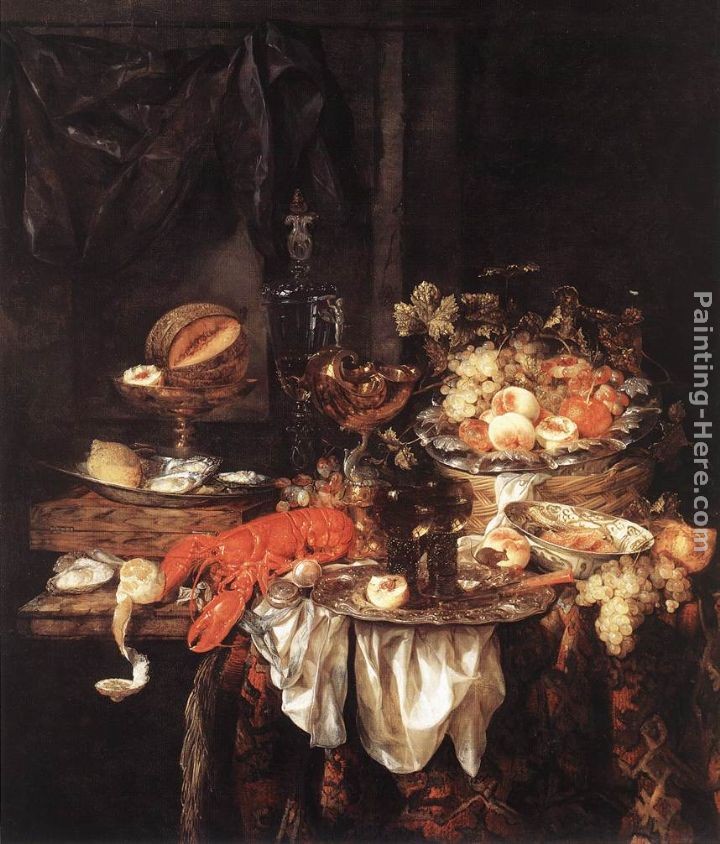 Abraham van Beyeren Banquet Still-Life with a Mouse